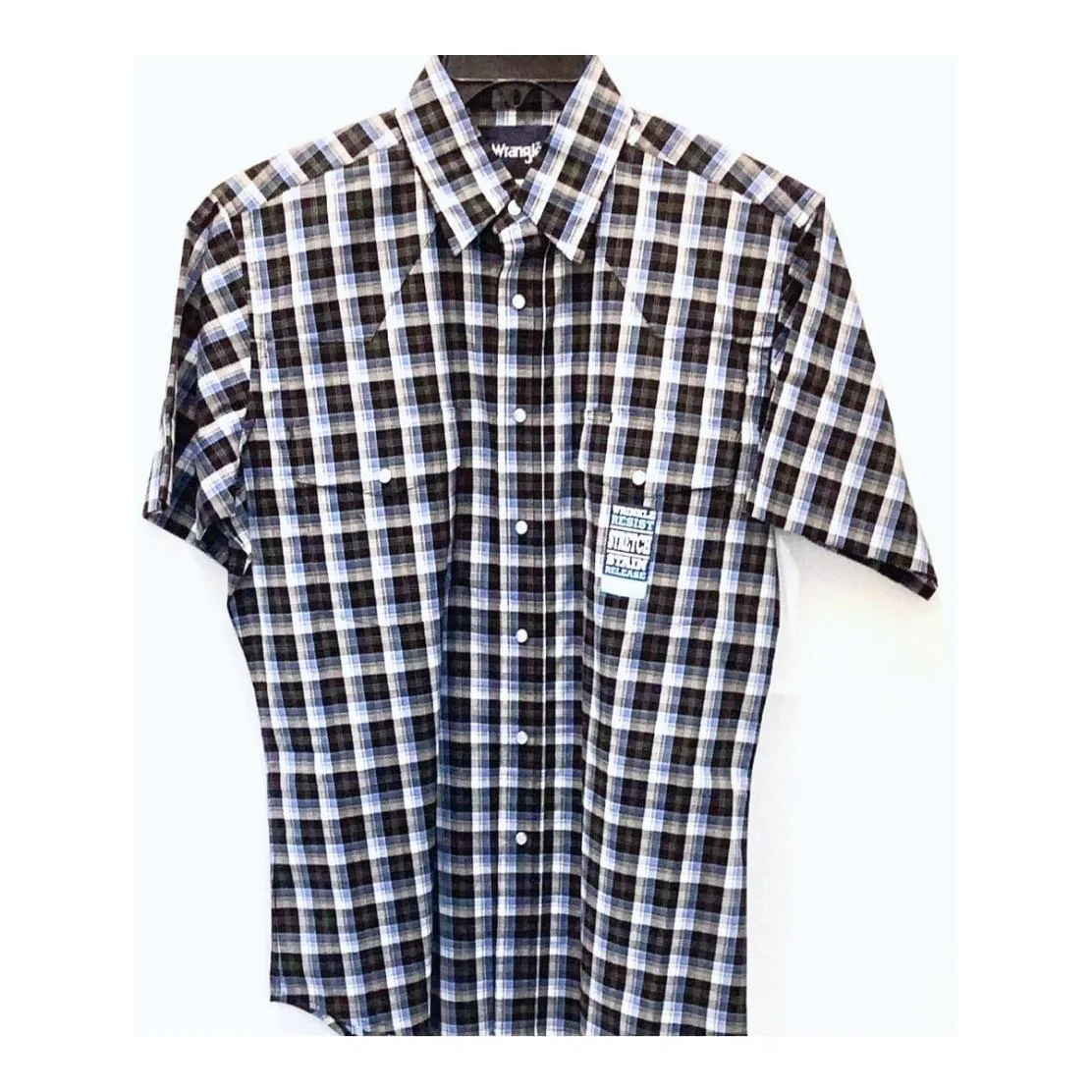 Wrangler Men’s Shirt Short Sleeve Plaid Snaps