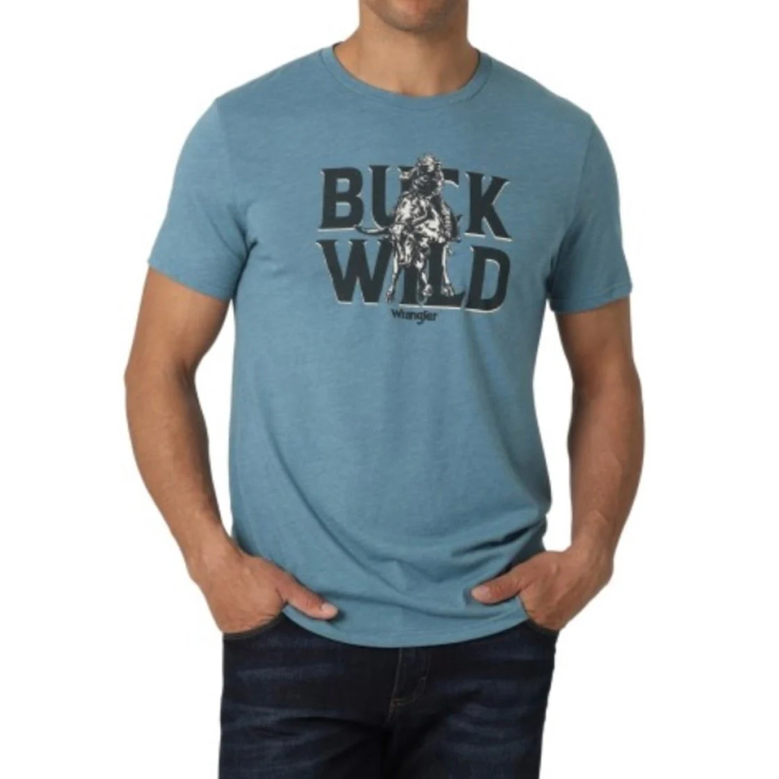 Wrangler Men’s Shirt Short Sleeve T Blue Buck Wild - Image 3