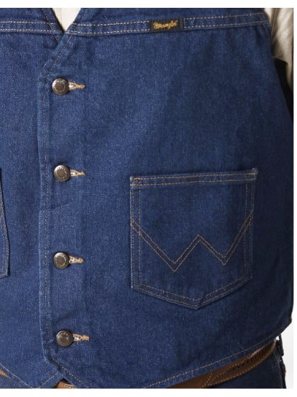 Wrangler Men’s Vest Denim Prewashed Unlined - Image 4