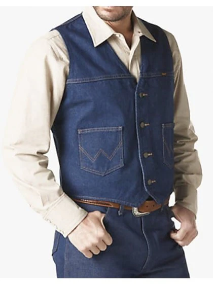 Wrangler Men’s Vest Denim Prewashed Unlined - Image 6