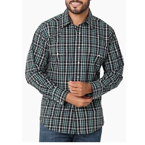 Wrangler Men’s Shirt Western Long Sleeve Wrinkle Resist Snaps