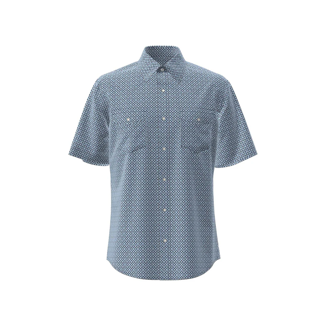 Wrangler Men's 20X Competition Advanced Comfort Short Sleeve Shirt Classic Fit Blue