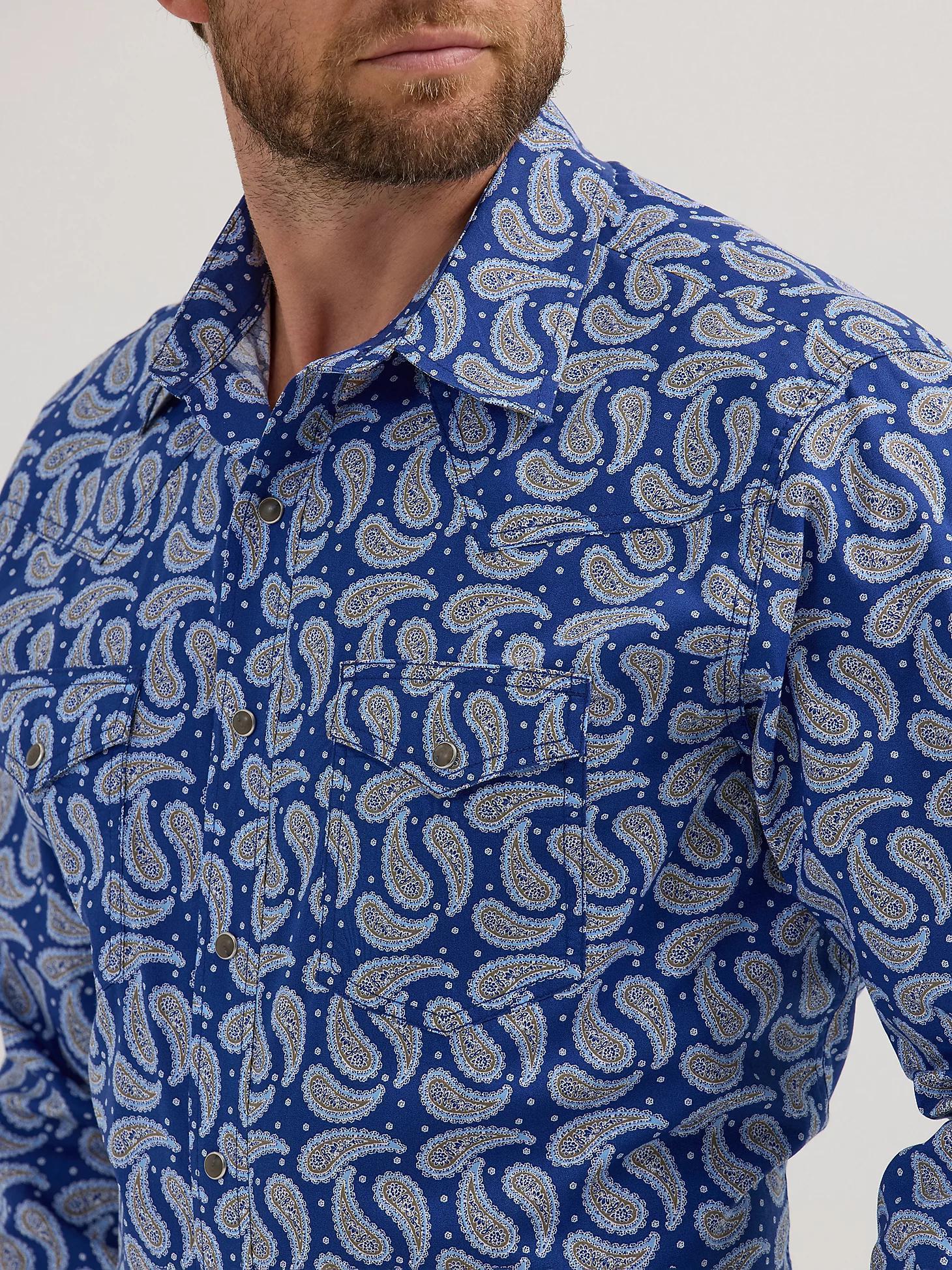 Wrangler Men's 20X Competition Long Sleeve Shirt Classic Fit Blue - Image 3