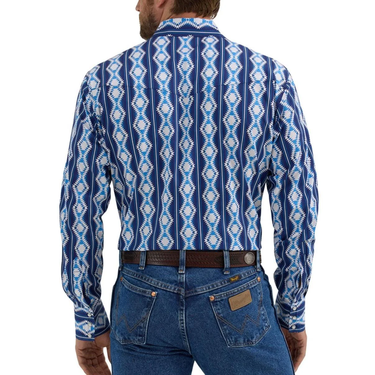 Wrangler Men's Blue Checotah Snap Long Sleeve Shirt -CLEARANCE - Image 2