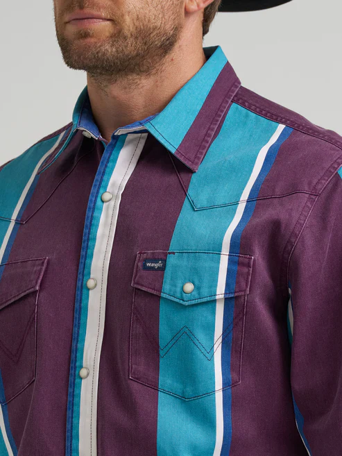 Wrangler Brushpopper Vintage Long Sleeve Western Shirt Men's - Image 2