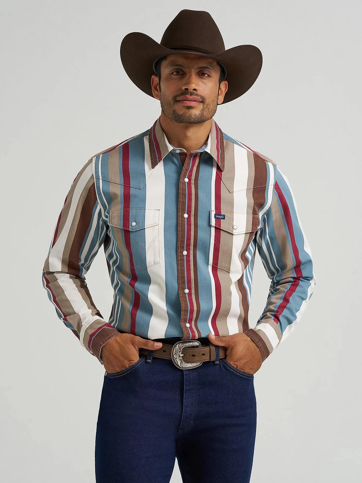 Wrangler Men's Brushpopper Vintage Shirt Long Sleeve Button Up