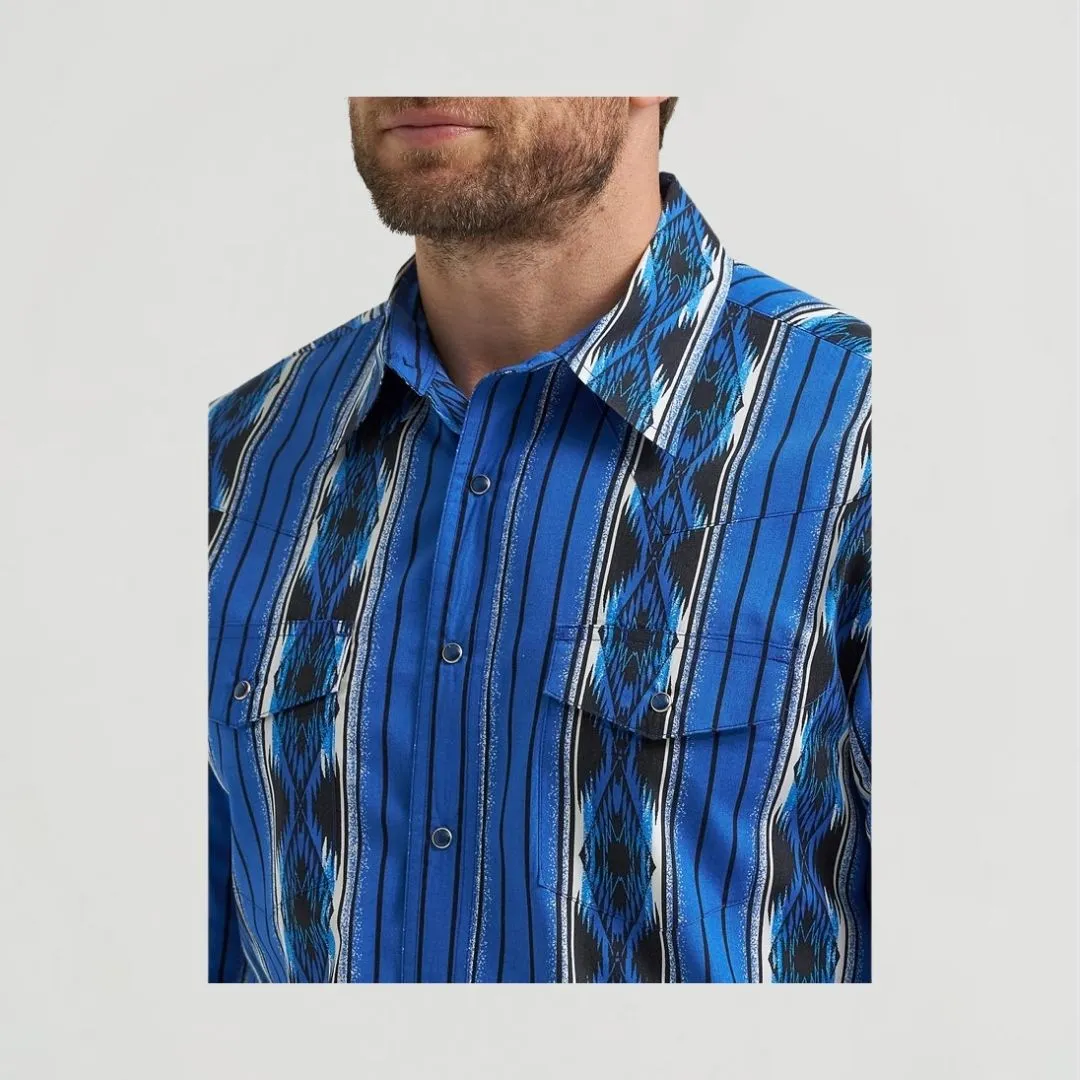 Wrangler Men's Checotah Long Sleeve Shirt Denim Blue - Image 3