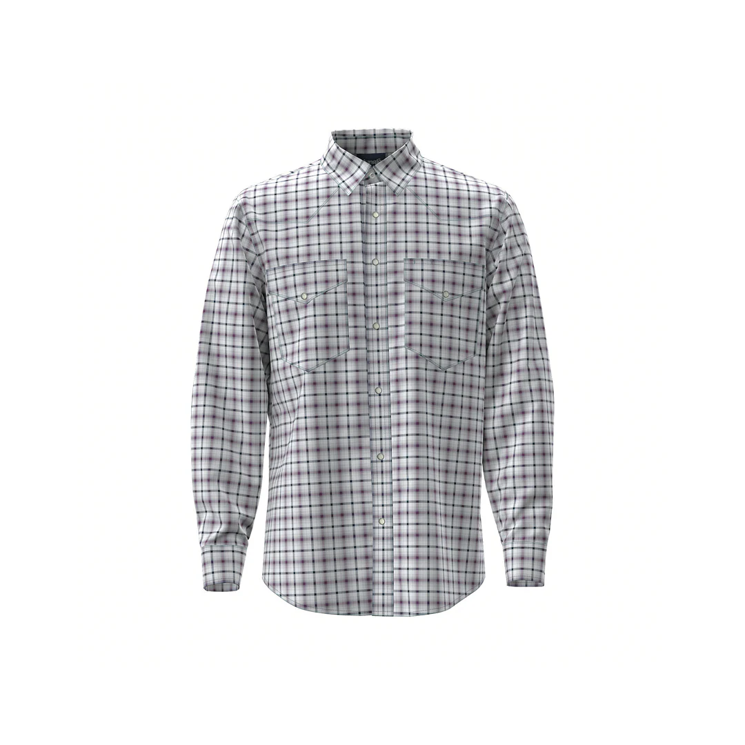 Wrangler Men's Classic Fit Western Long Sleeve Snap Shirt Purple