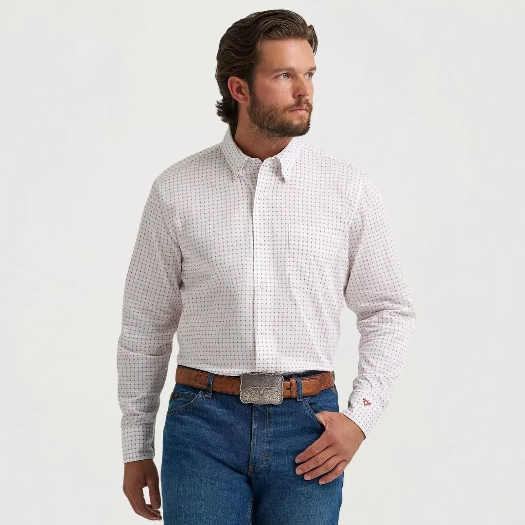 Wrangler Men's Cody Johnson Long Sleeve Button Down Red/White