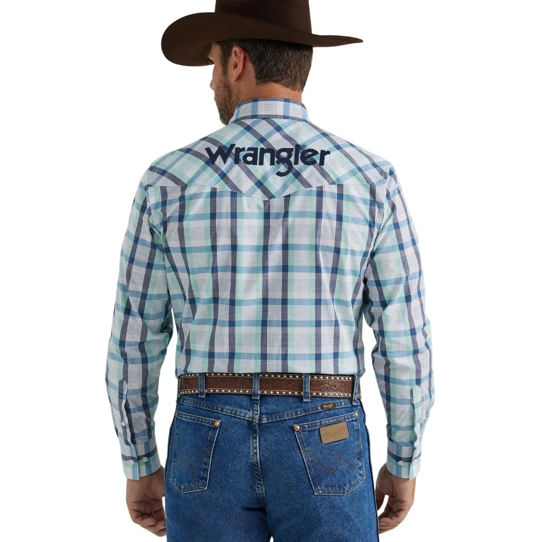 Wrangler Men's Logo Long Sleeve Shirt Teal - Image 2