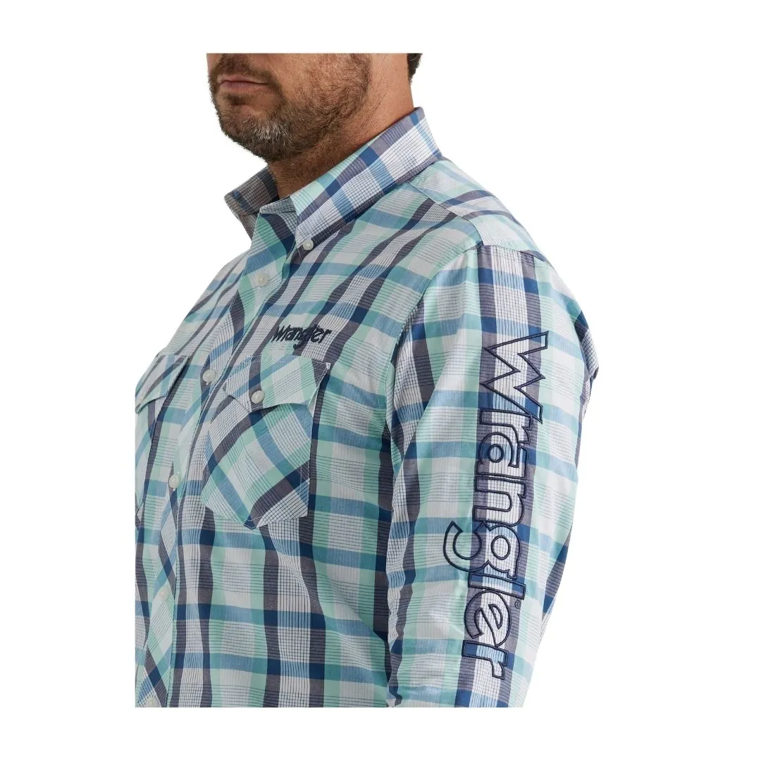 Wrangler Men's Logo Long Sleeve Shirt Teal - Image 4
