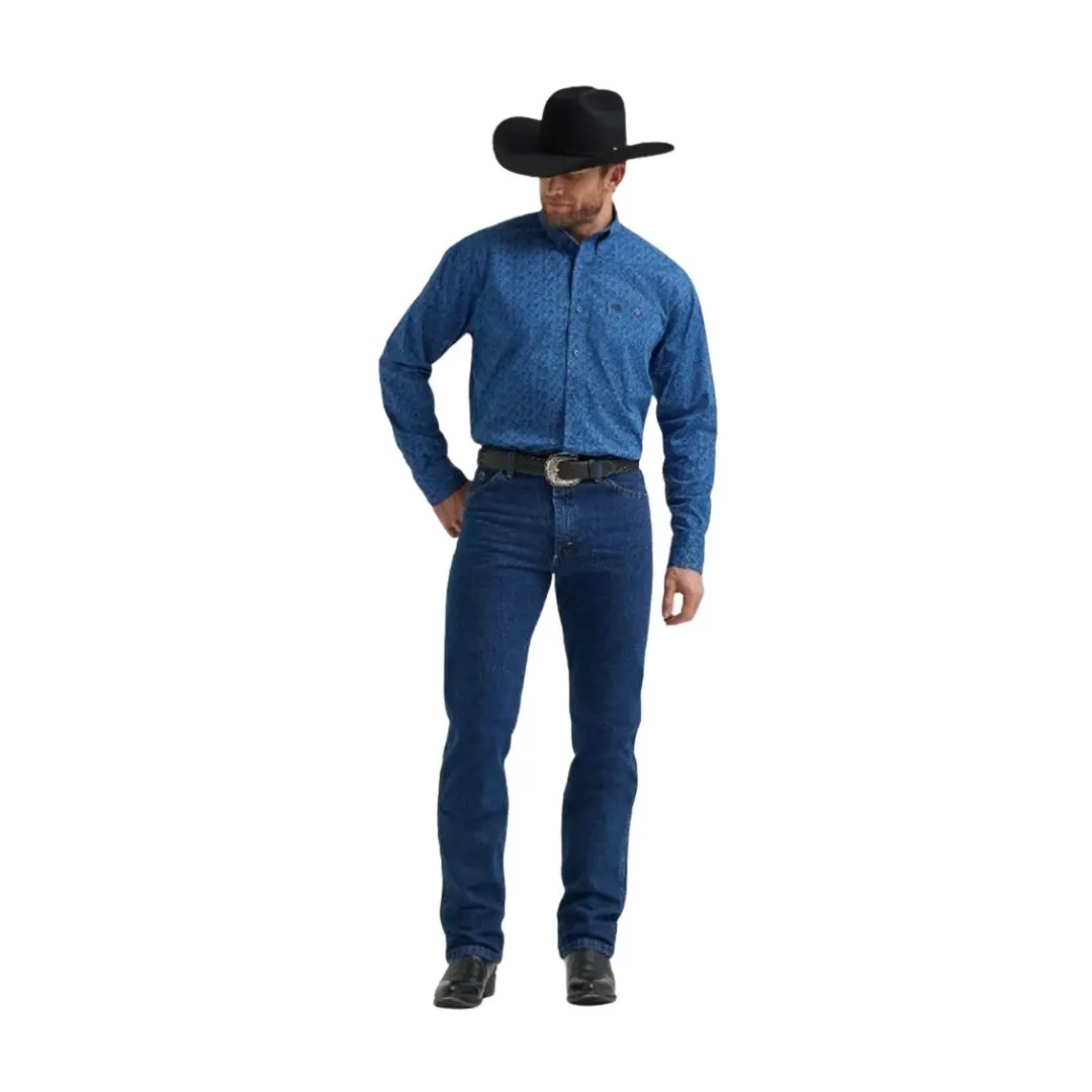 Wrangler Men's Long Sleeve Button Down Shirt Cobalt Blue - Image 3