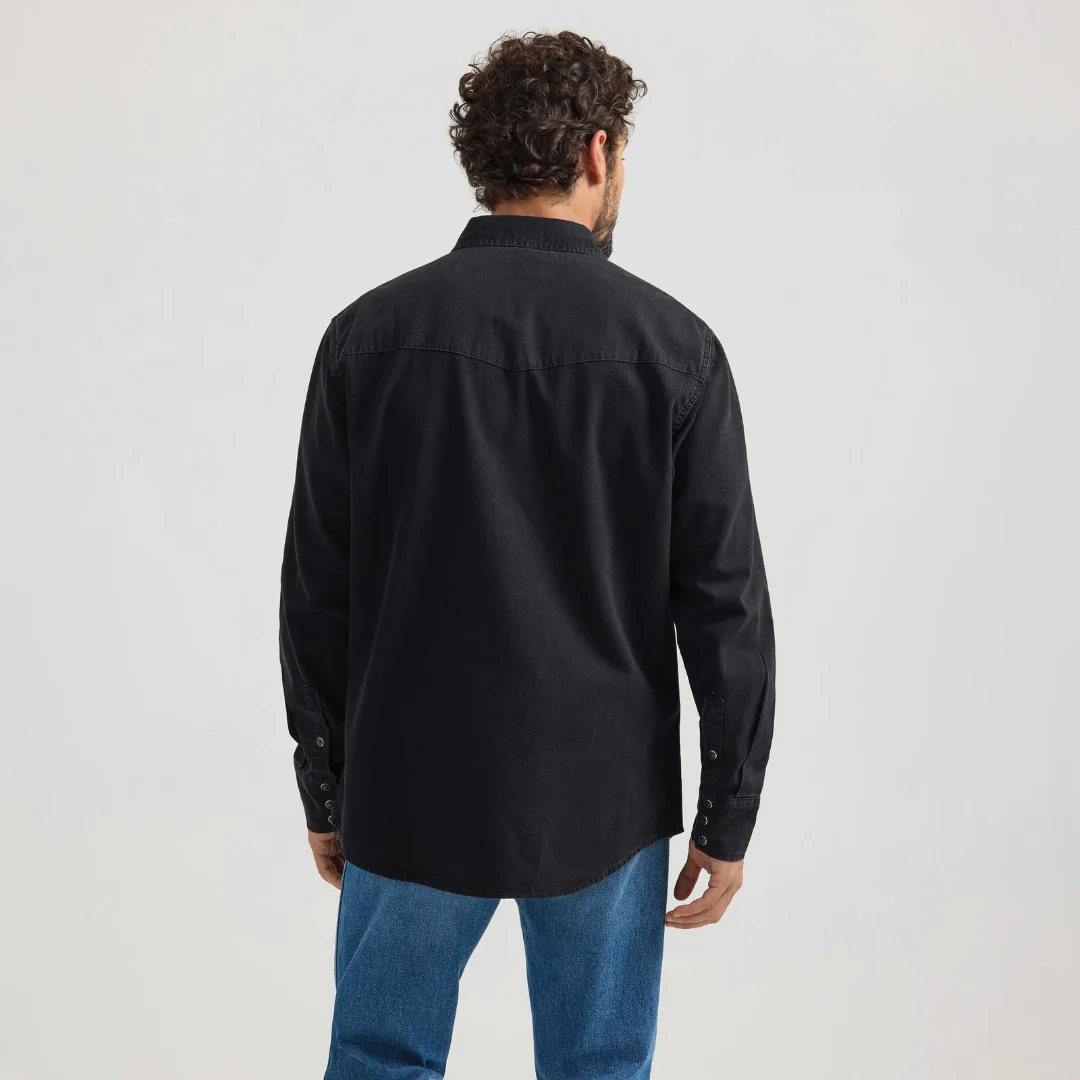 Wrangler Men's Long Sleeve Button Up Denim Shirt BLK - Image 2