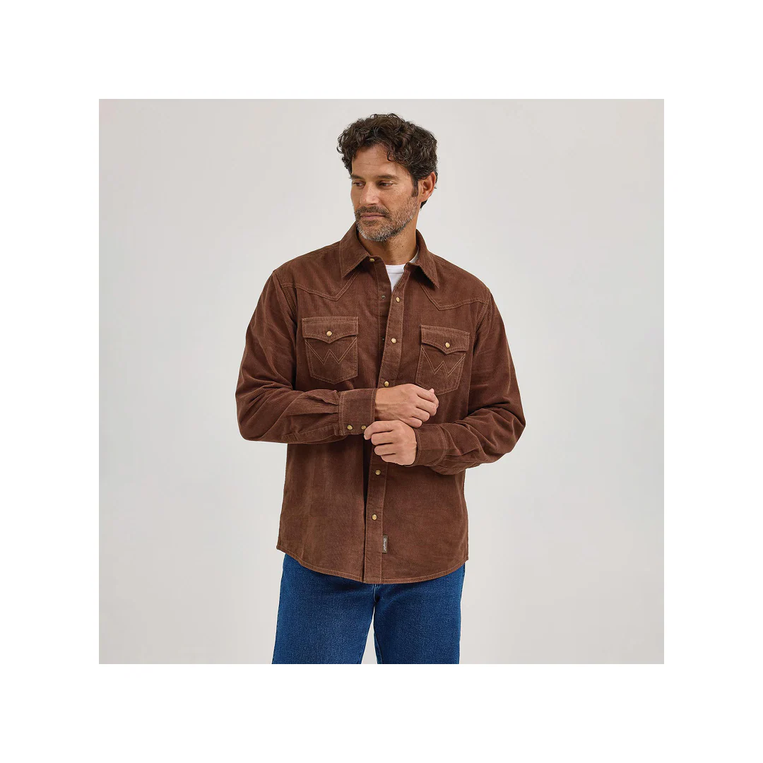 Wrangler Men's Long Sleeve Modern Fit Shirt Brown