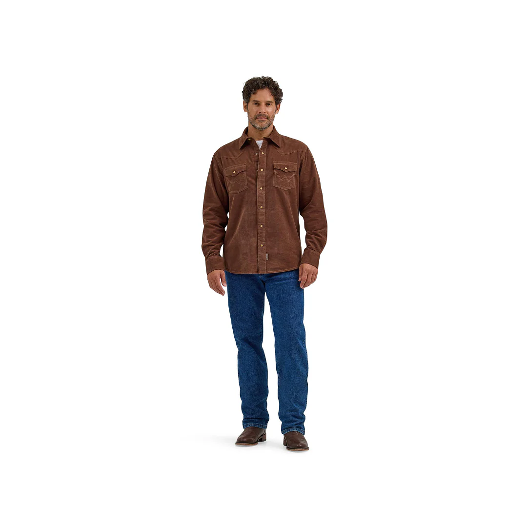 Wrangler Men's Long Sleeve Modern Fit Shirt Brown - Image 2