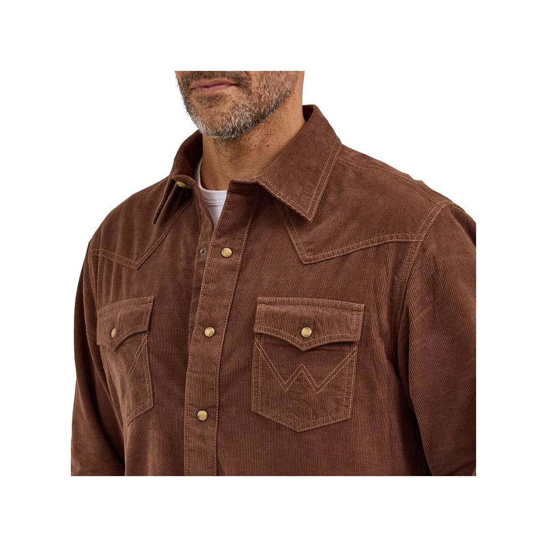 Wrangler Men's Long Sleeve Modern Fit Shirt Brown - Image 3