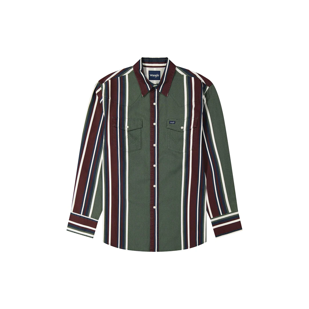 Wrangler Men's Vintage Brushpopper Long Sleeve Button Up - Image 2