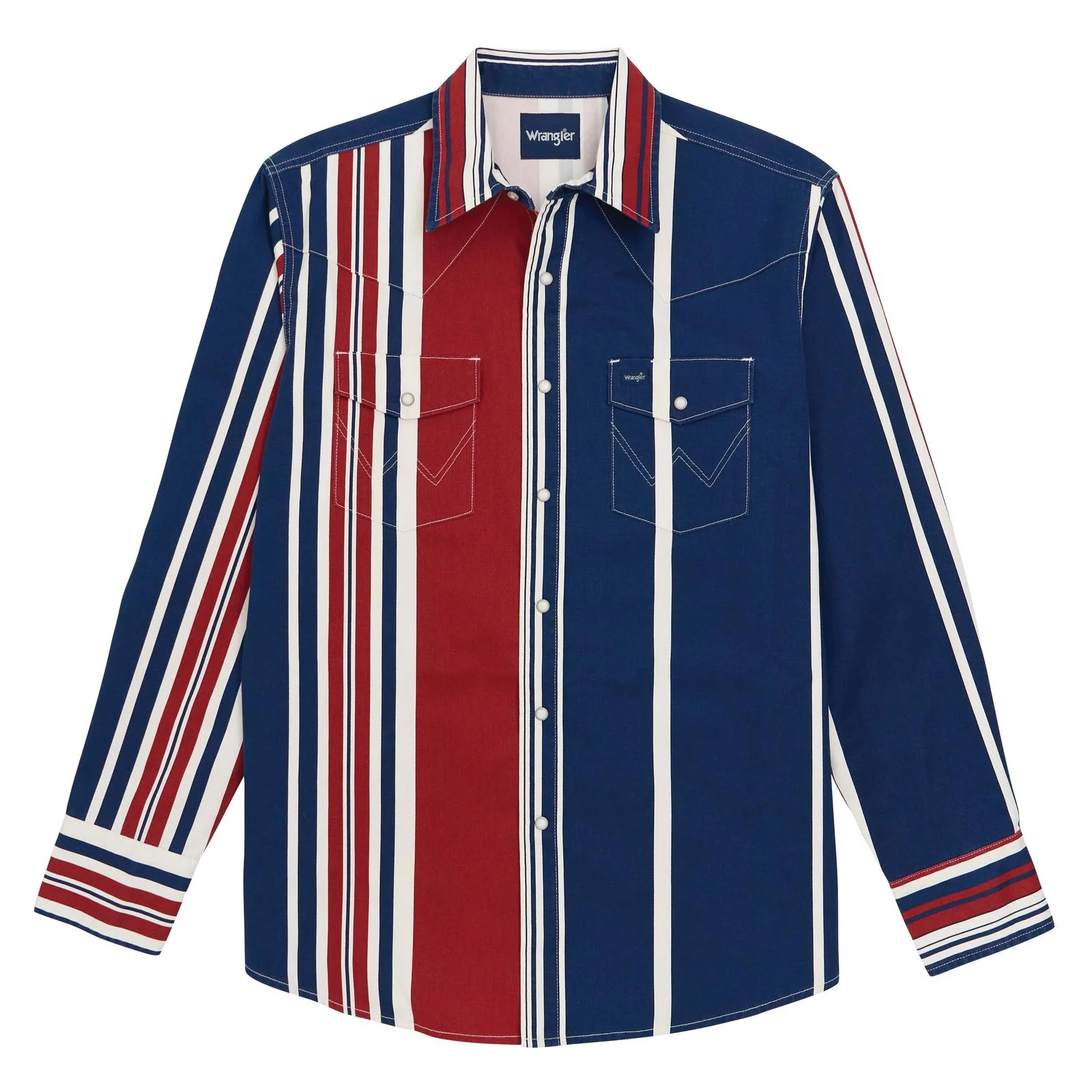 Wrangler Vintage Inspired Brushpopper Striped Western Snap Shirt Men's - Image 13