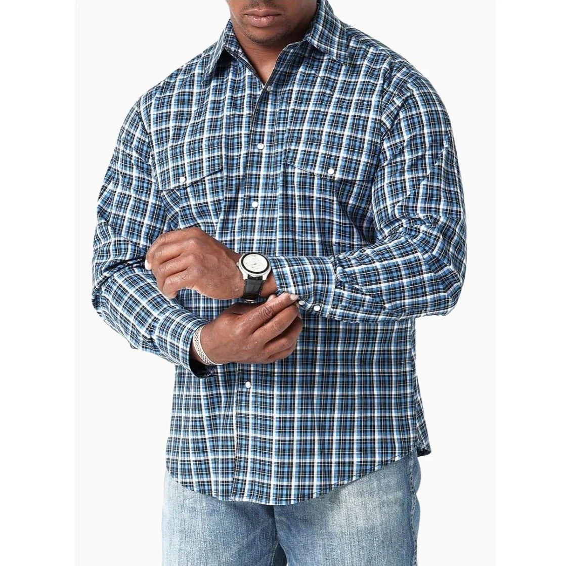 Wrangler Men's Shirt Relaxed Fit Long Sleeve Snaps - Clearance