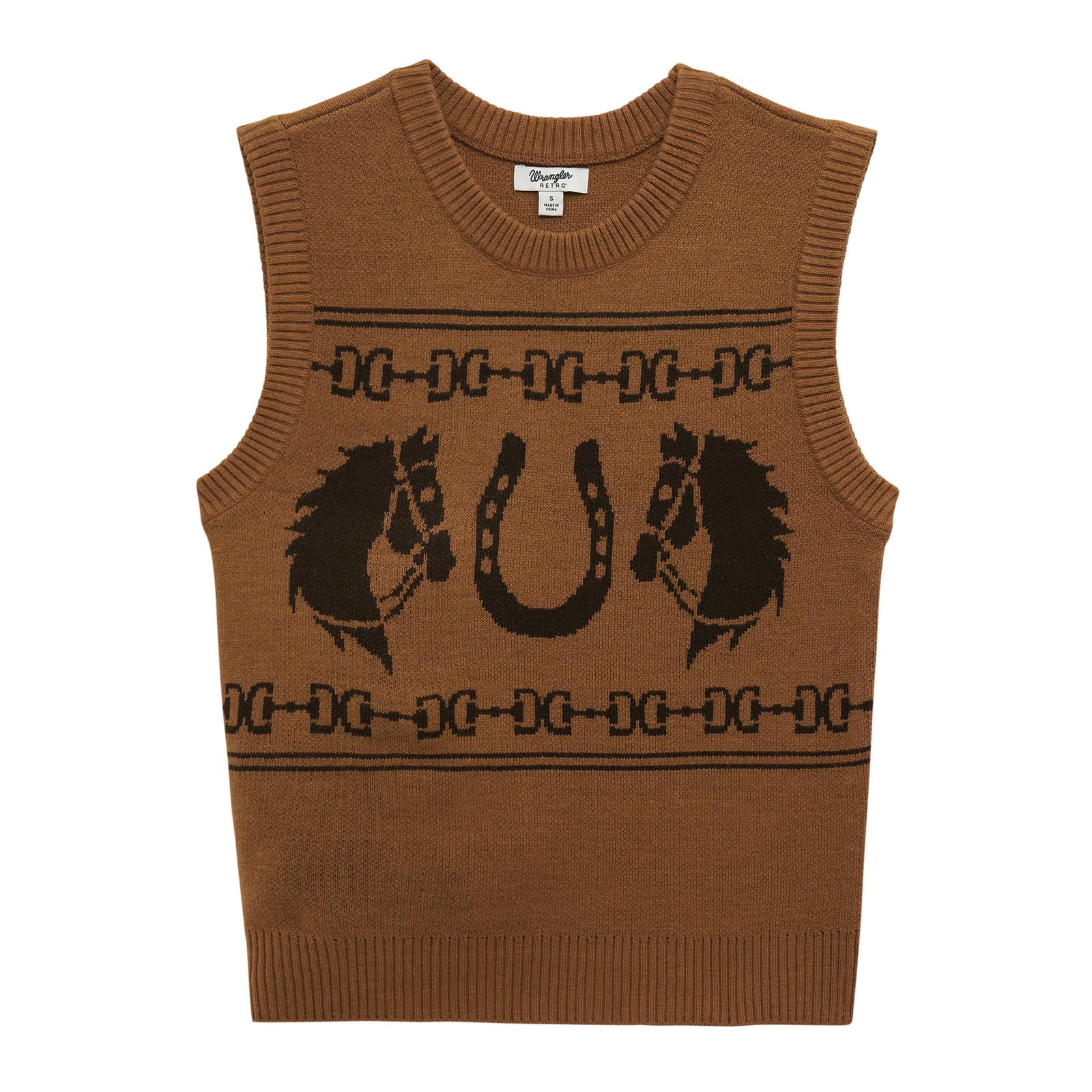 Wrangler Retro Americana Sweater Vest - Brown - Image 2