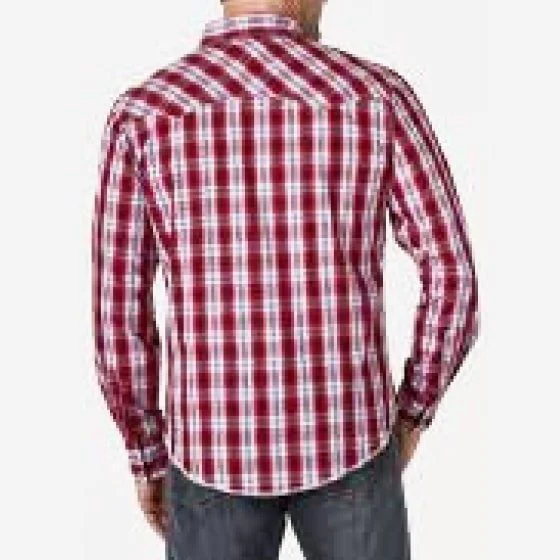 Wrangler Men's Shirt Western Long Sleeved Snap Plaid - Image 2