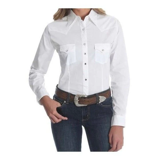 Wrangler Women’s Shirt Western Long Sleeve Snaps Solid Colours - Image 3