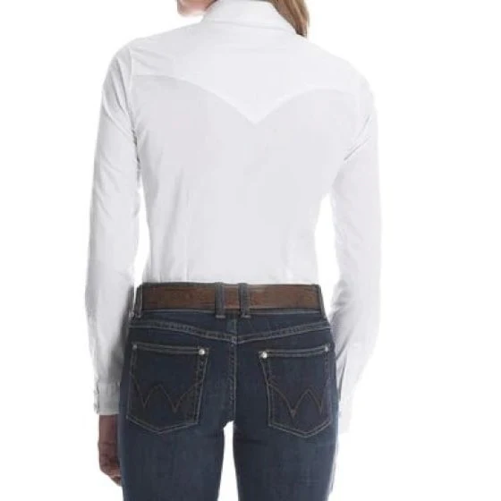 Wrangler Women’s Shirt Western Long Sleeve Snaps Solid Colours - Image 4