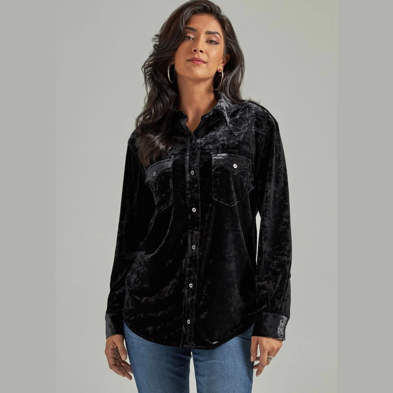 Wrangler Women’s Retro Punchy Black Seude Shirt-CLEARANCE