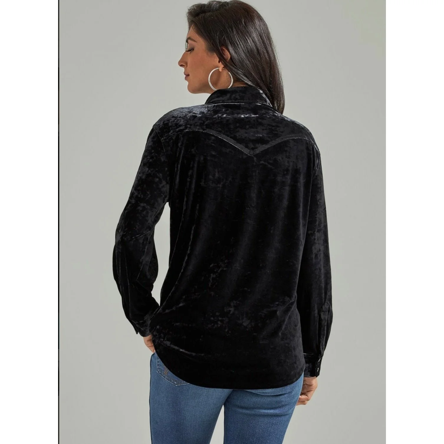 Wrangler Women’s Retro Punchy Black Seude Shirt-CLEARANCE - Image 2