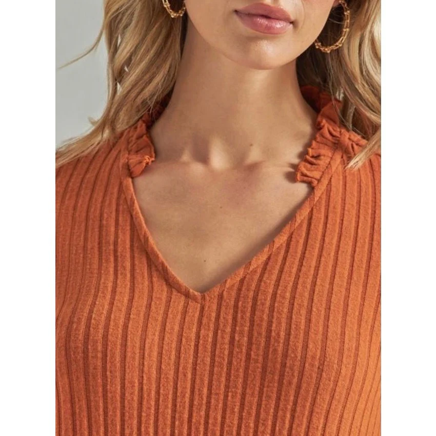 Wrangler Women’s Tan Americana V-Neck Long Sleeve Blouse-CLEARANCE - Image 2