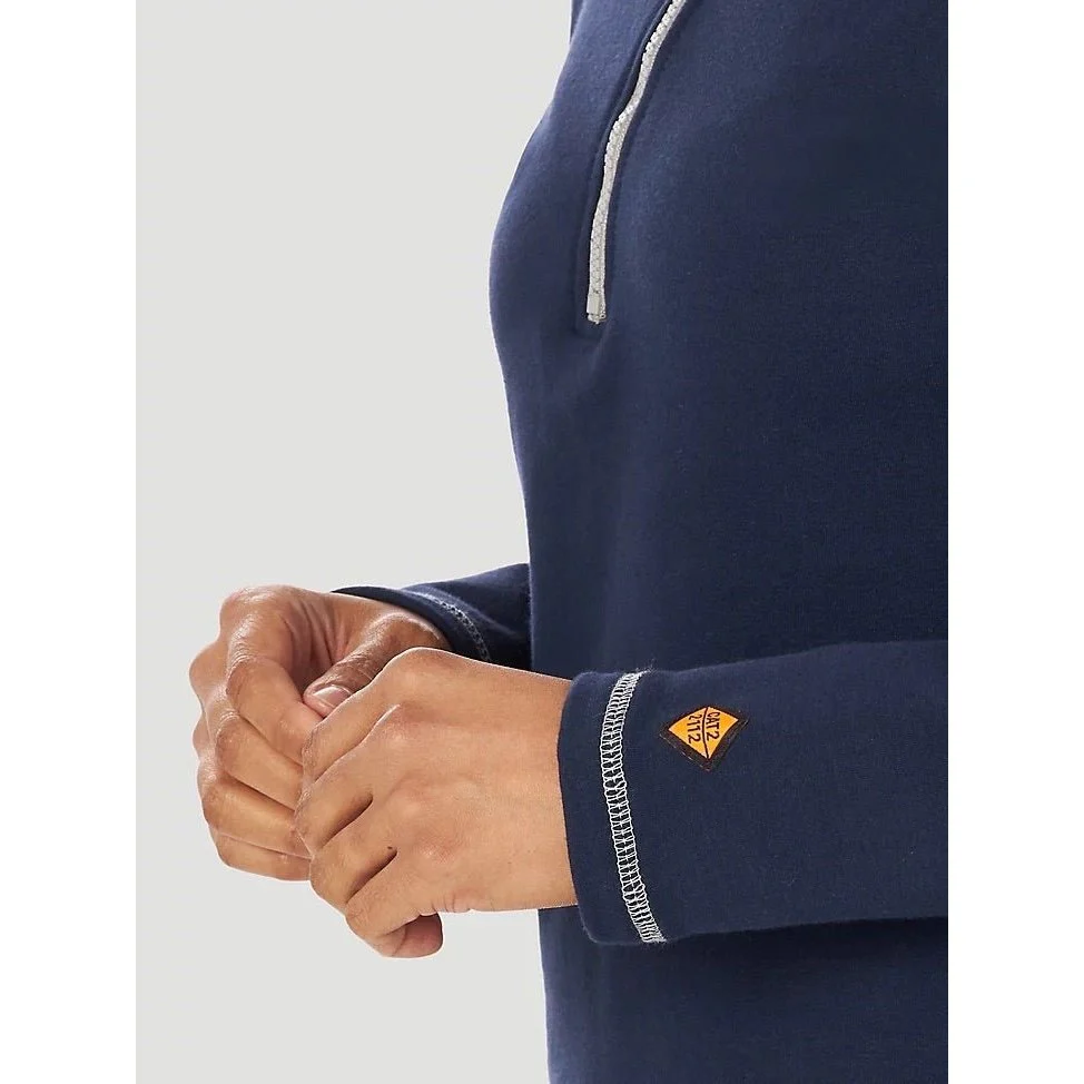 Wrangler Work Women’s Flame Resistant Long Sleeve Quarter Zip Pullover Navy - Image 4