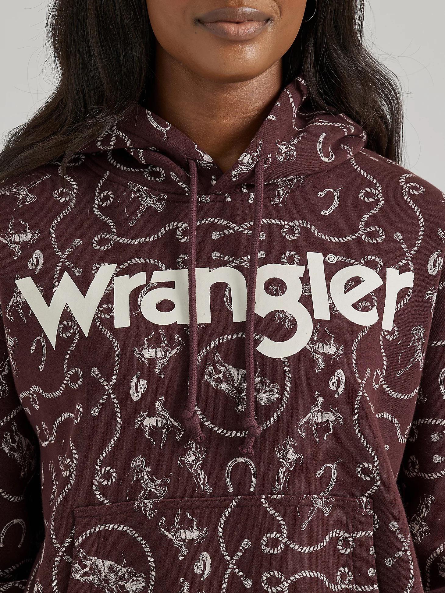 Wrangler Women's Allover Western Cinched Hoodie in Fudge - Image 3