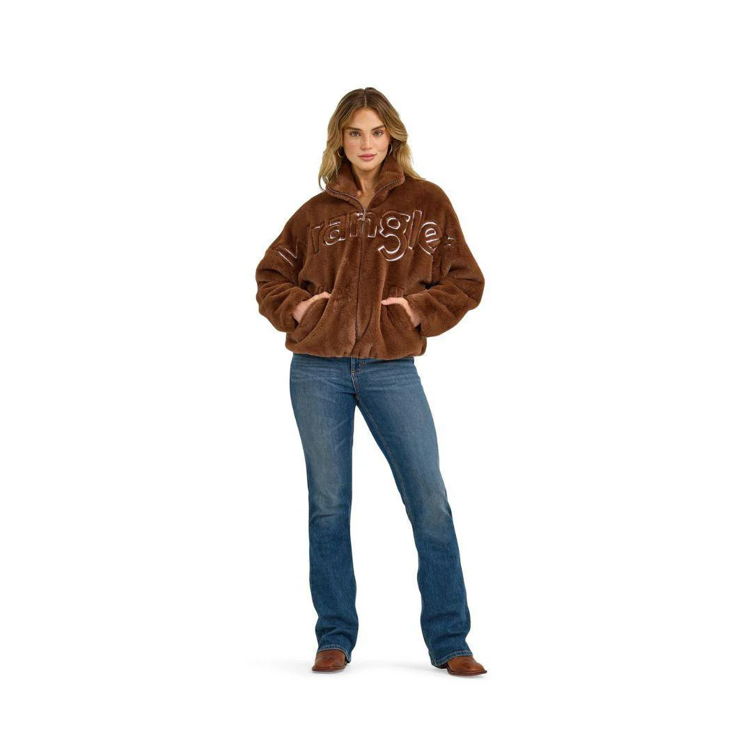 Wrangler Women's Retro® Logo Fur Jacket - Brown - Image 12