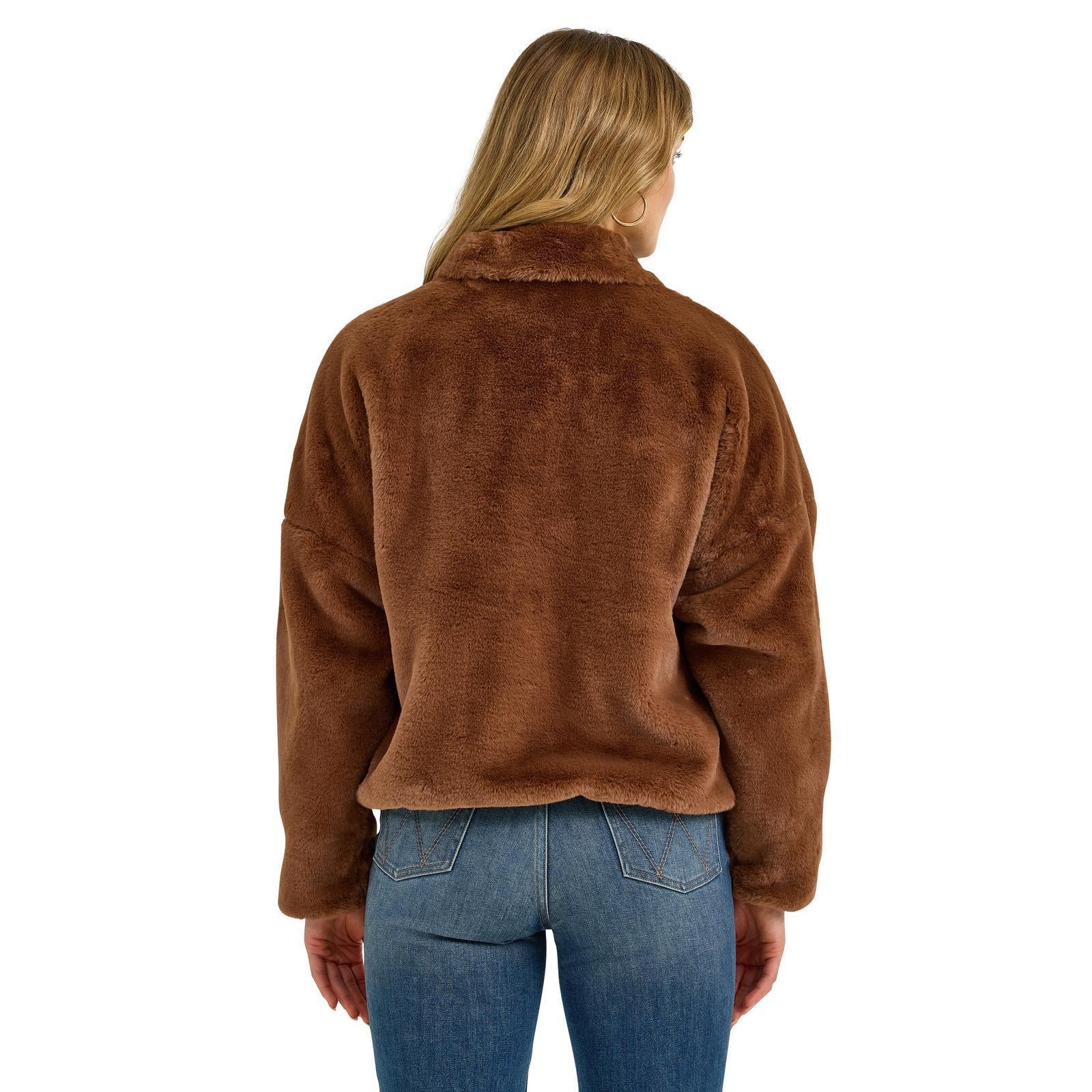 Wrangler Women's Retro® Logo Fur Jacket - Brown - Image 3