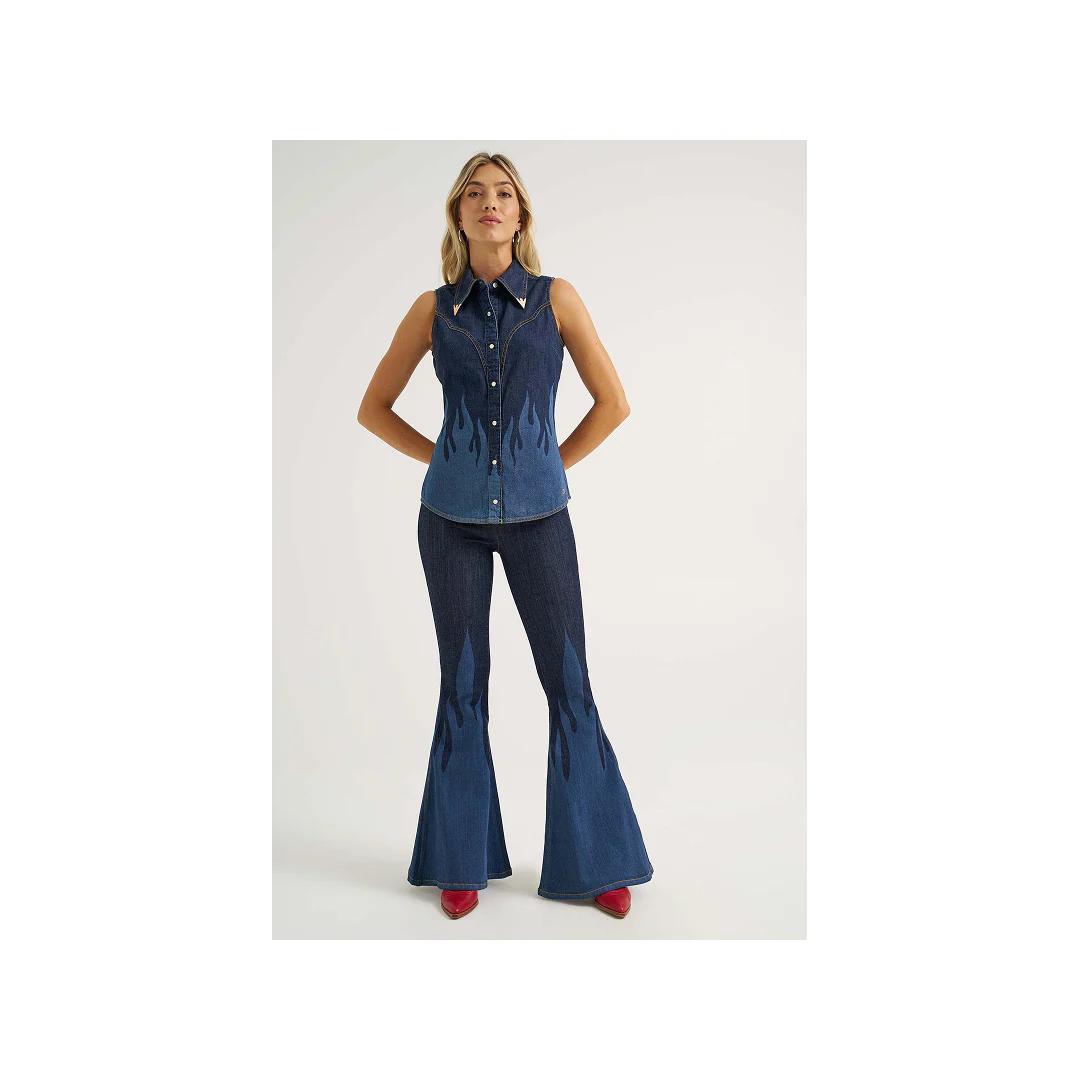 Wrangler Women's Lainey Wilson Western Shirt Dark Denim