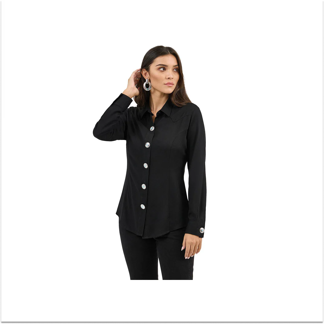 Wrangler Women's Party Western Snap Shirt Black - Image 2
