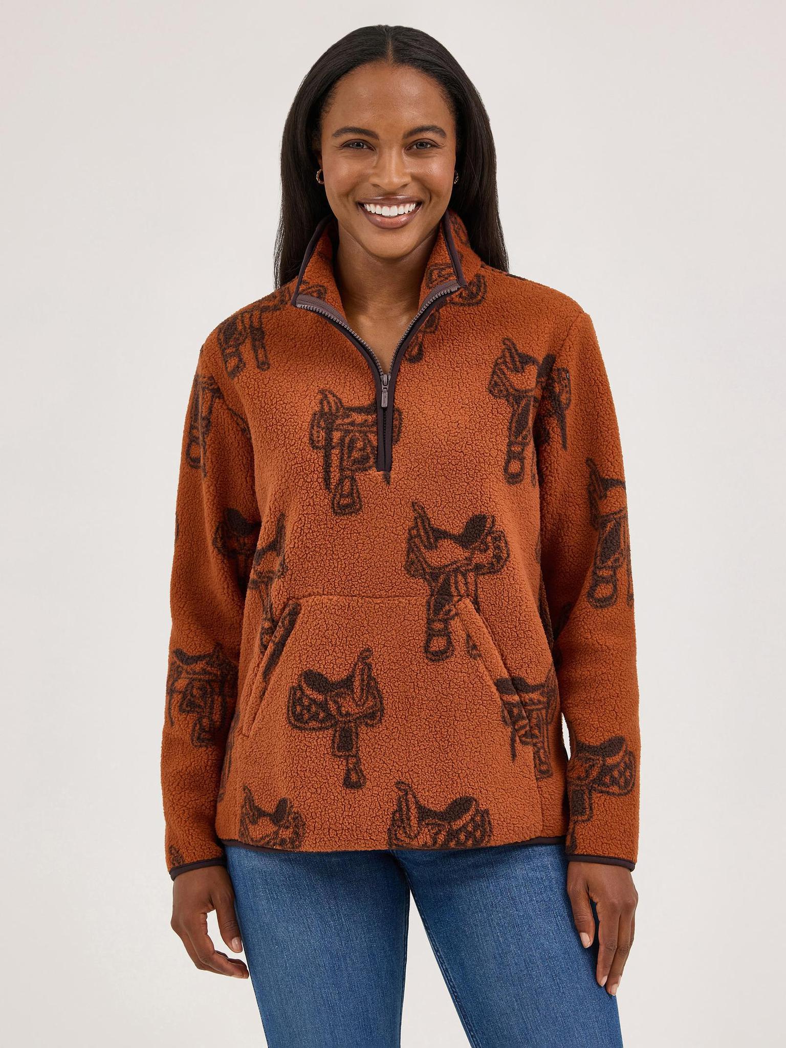 Wrangler Women's Retro Punchy Sherpa Zip Pullover-CLEARANCE