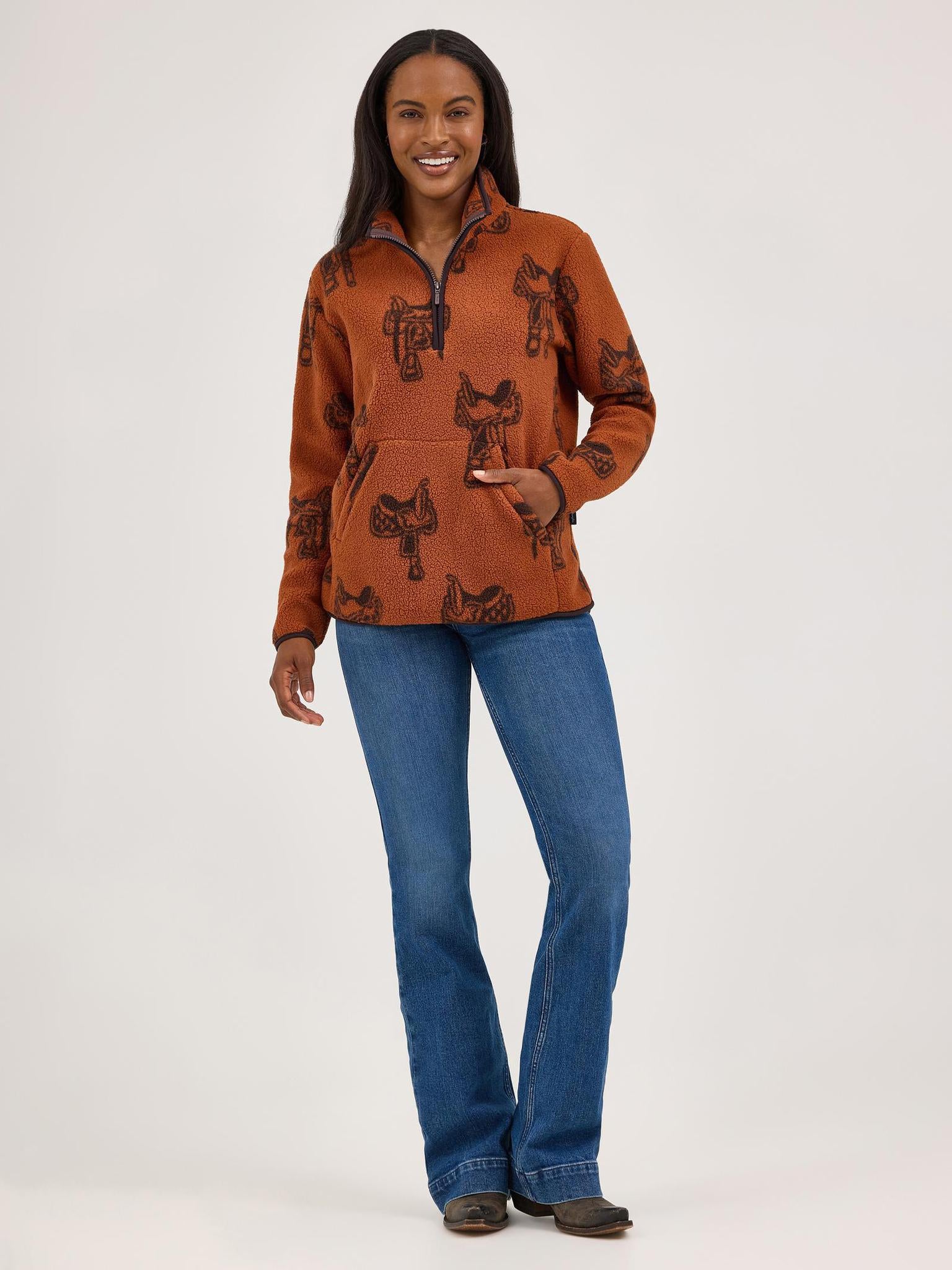 Wrangler Women's Retro Punchy Sherpa Zip Pullover-CLEARANCE - Image 2