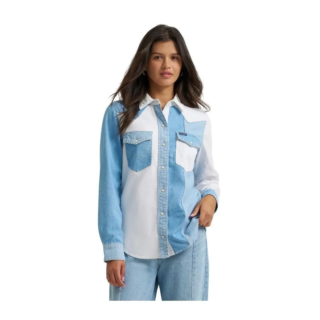 Wrangler Women's Retro Americana Boyfriend Denim Snap Shirt - Image 10