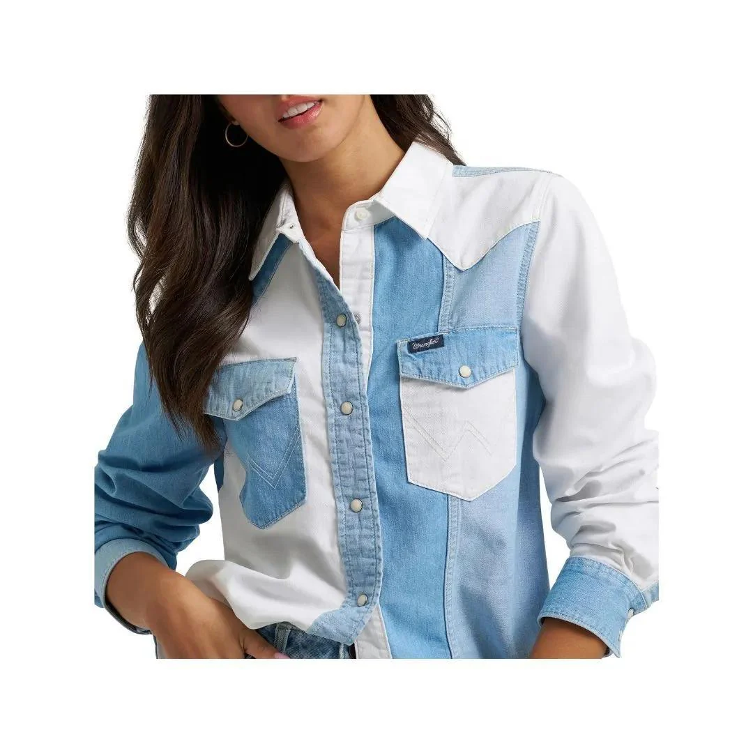 Wrangler Women's Retro Americana Boyfriend Denim Snap Shirt - Image 3