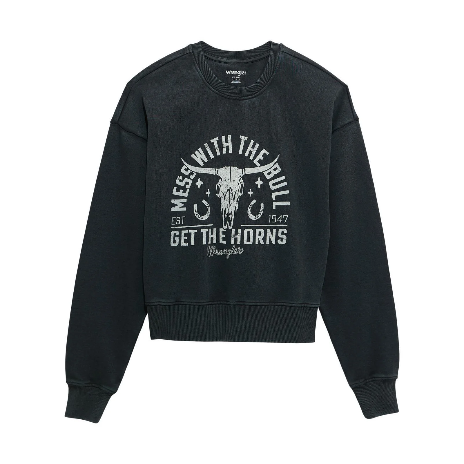 Wrangler Women's Retro Crew Fleece Cropped Long Sleeve In Black