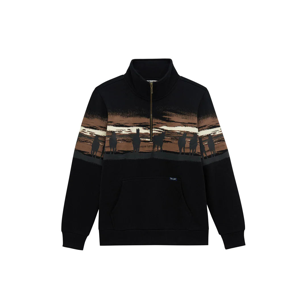 Wrangler Women's Retro Punchy 1/4 Fleece Western Graphic Sweatshirt