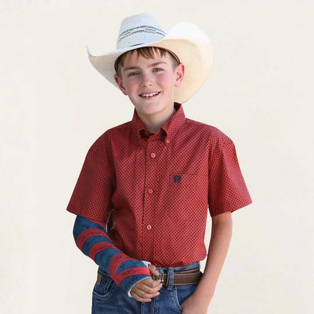 Cinch Boy's Red Dot Print Button Down Shirt